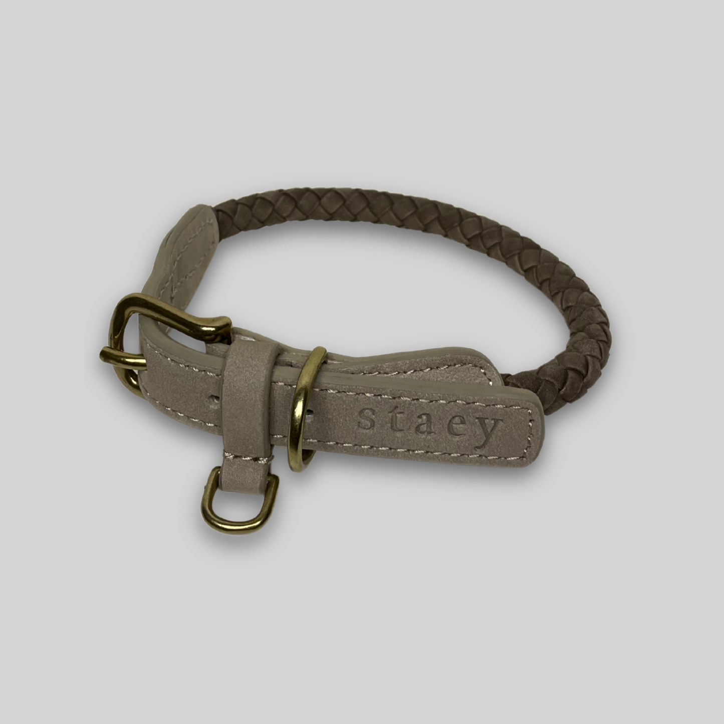 Flettet Hundehalsbånd Kaia | Taupe